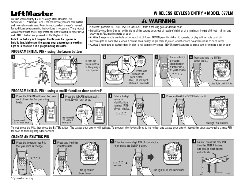 Liftmaster 877LM User Manual
