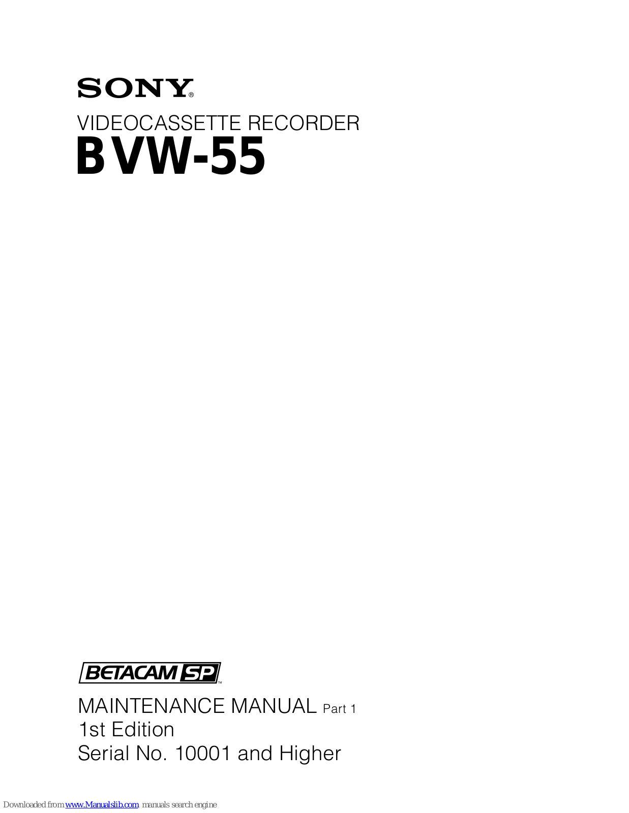 Sony BVW-55 Maintenance Manual