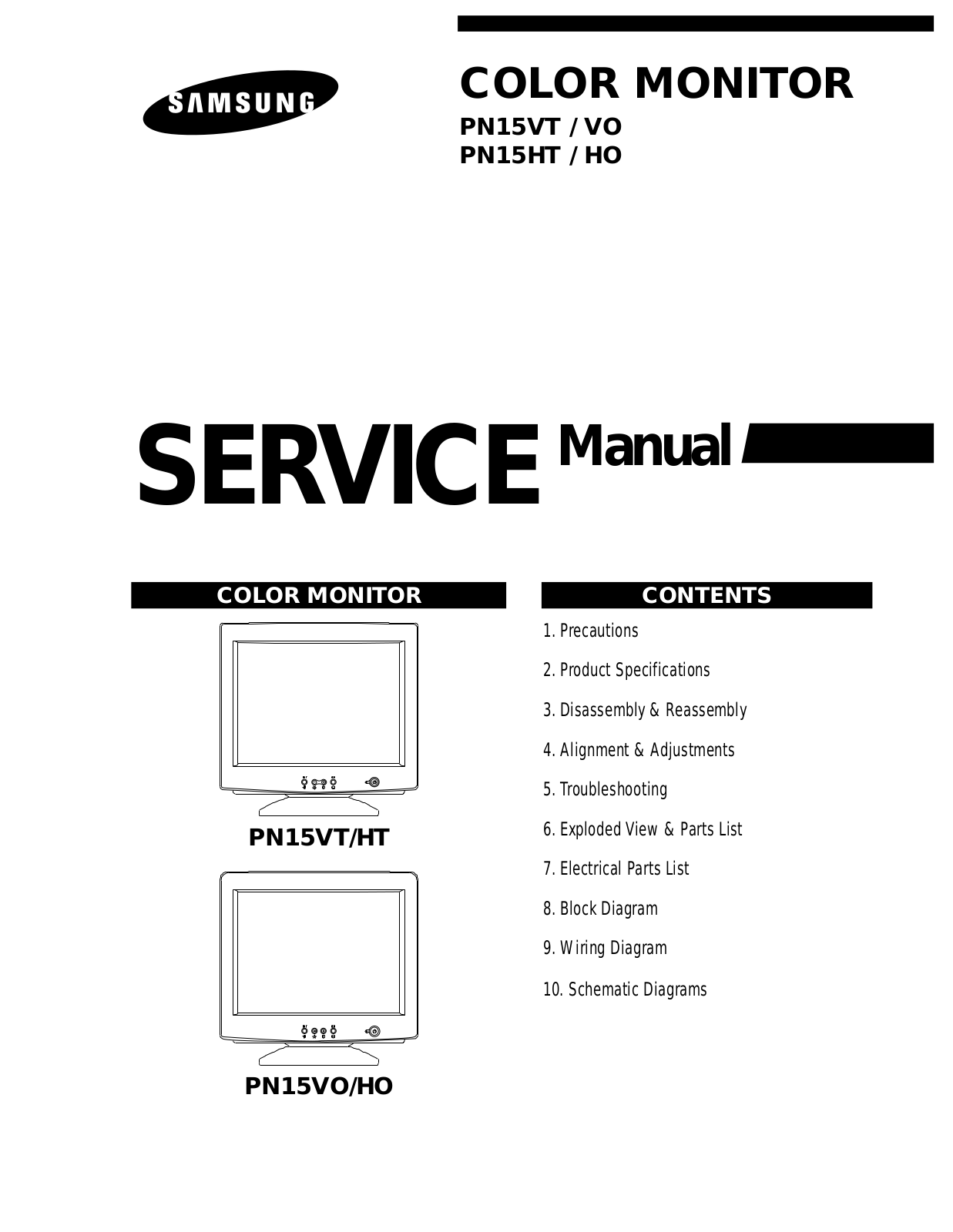 Samsung PN17HT, PN15HT7L, PN15VO-VT Service Manual