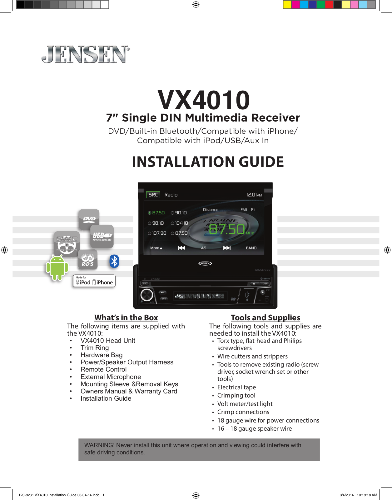 Audiovox VX4010 Installation Manual