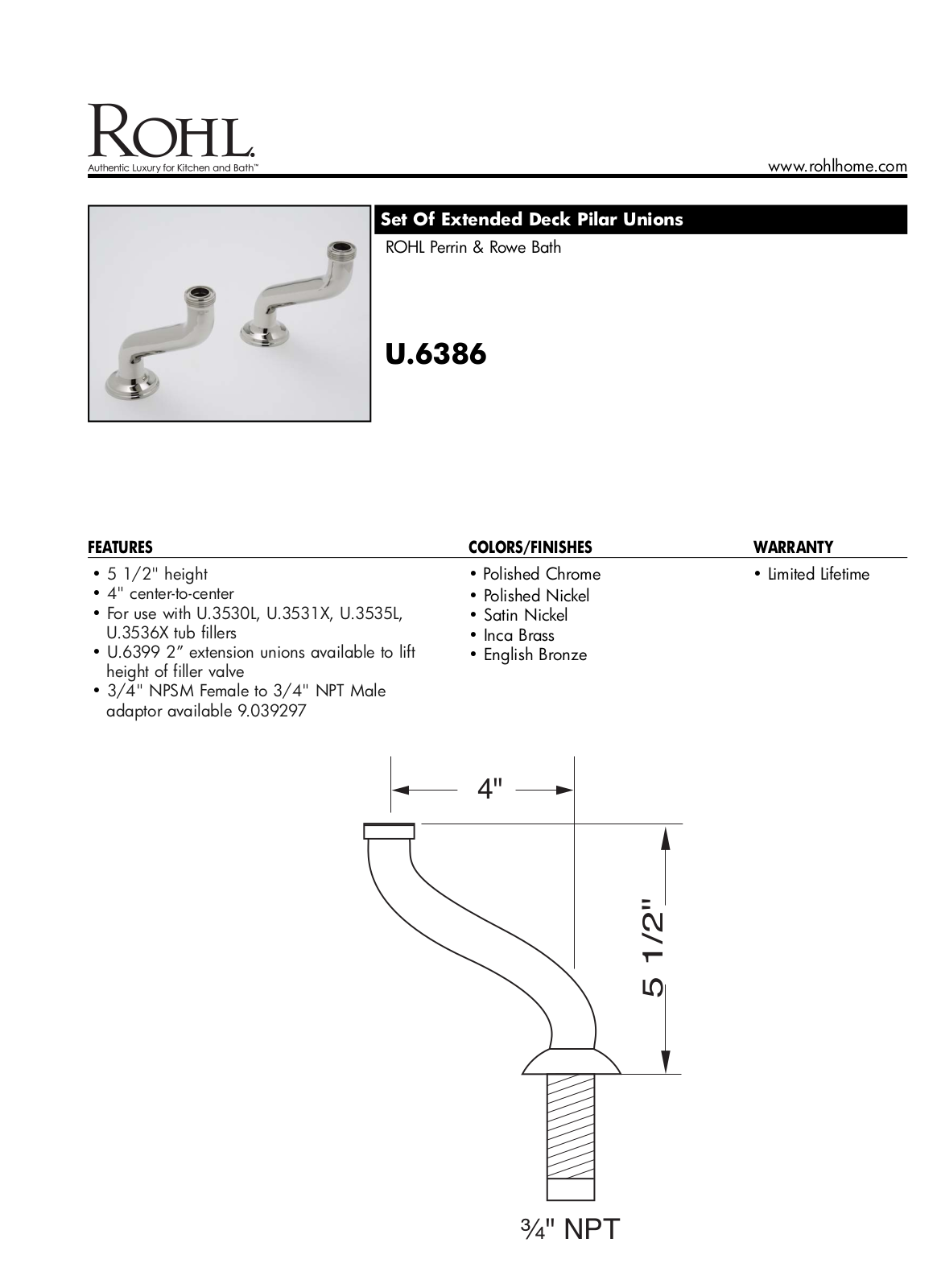 Rohl U6386APC User Manual