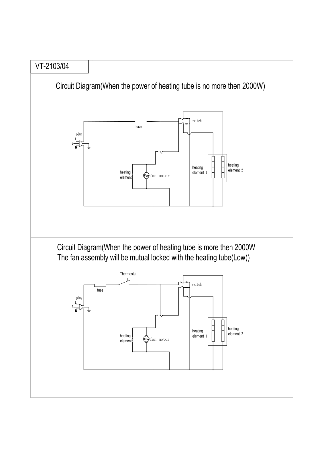 Vitek VT-2103, VT-2104 Circuit diagrams