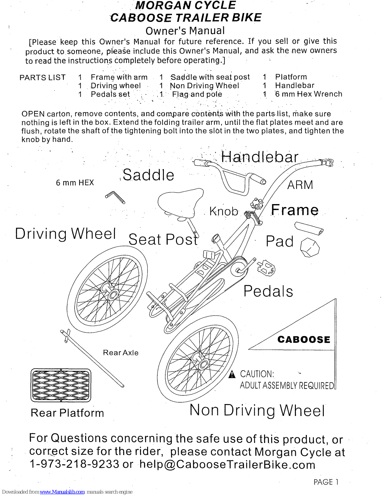 Morgan Cycle Caboose Owner's Manual