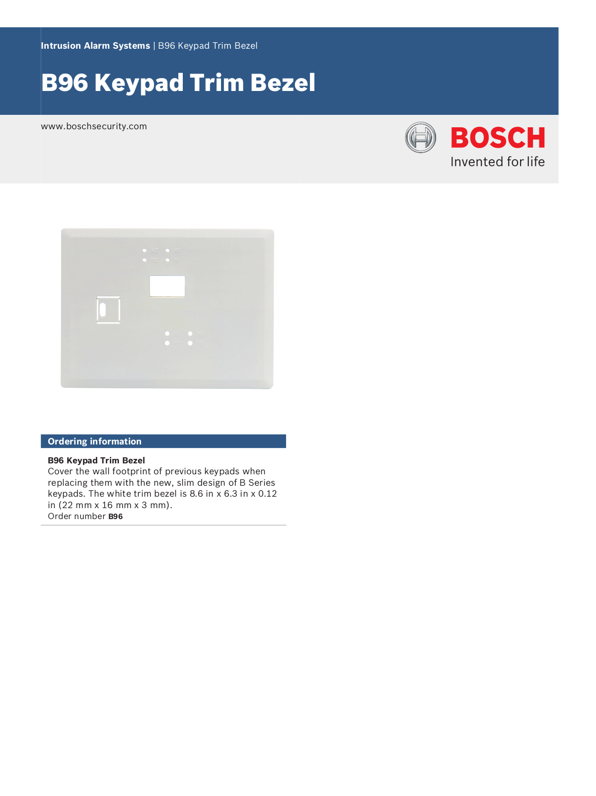 Bosch B96 Specsheet