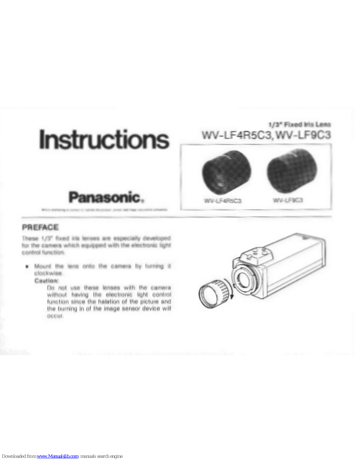 Panasonic WV-LFR4R5C3, WV-LF9C3 Instructions Manual