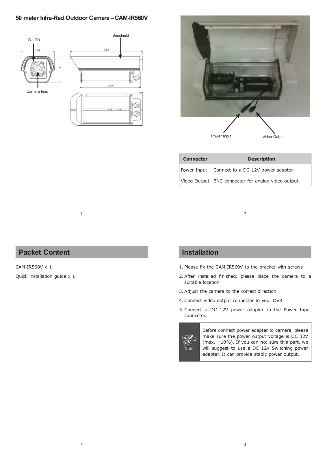 PLANET CAM-IR560V User Manual