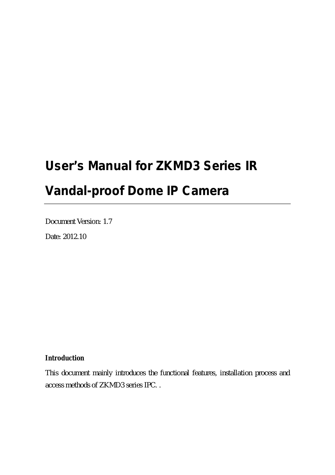 ZKAccess ZKMD372, ZKMD372-P, ZKMD372-W User Manual