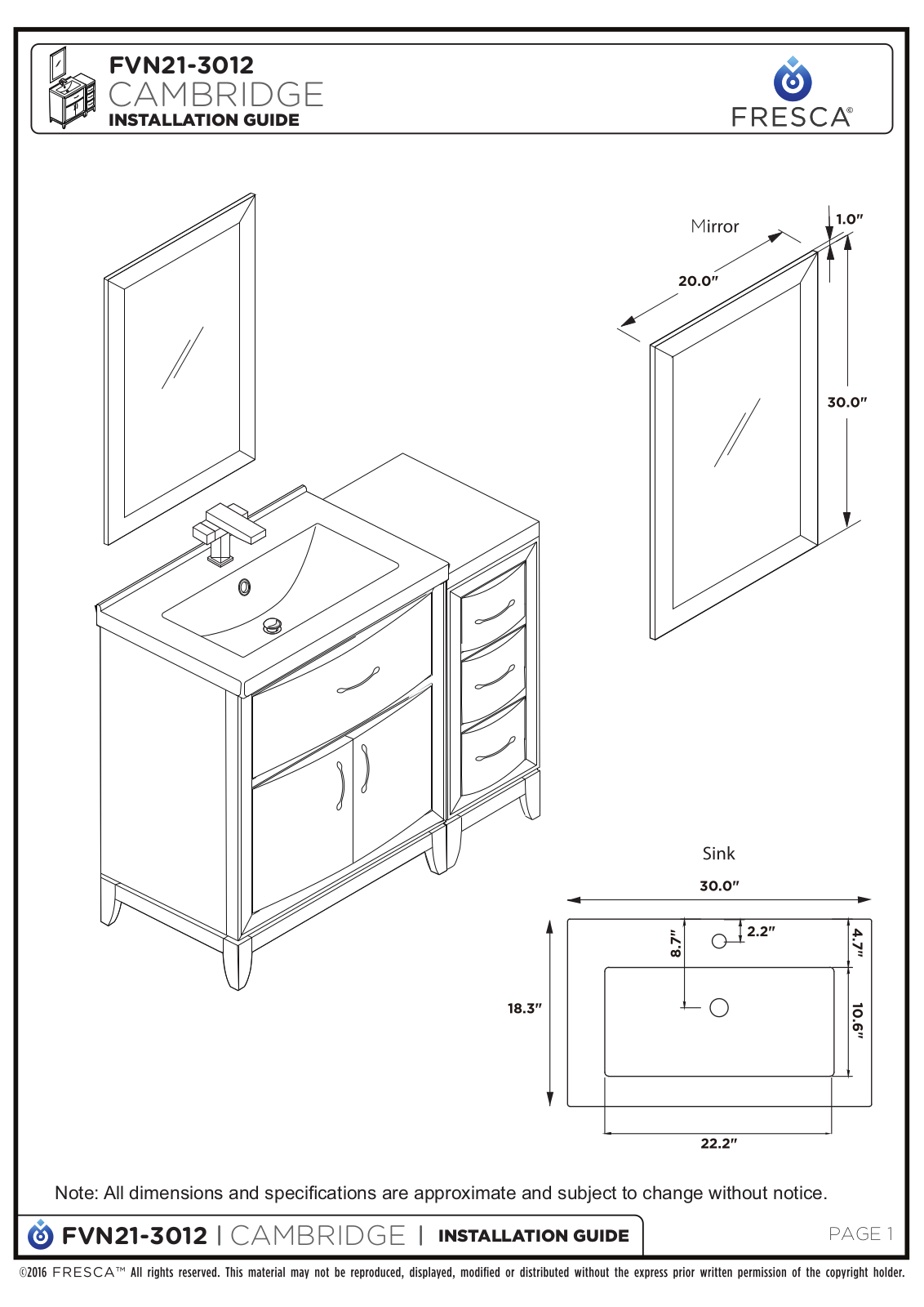 Fresca FBH1882 Installation & Assembly - ManualMachine.com