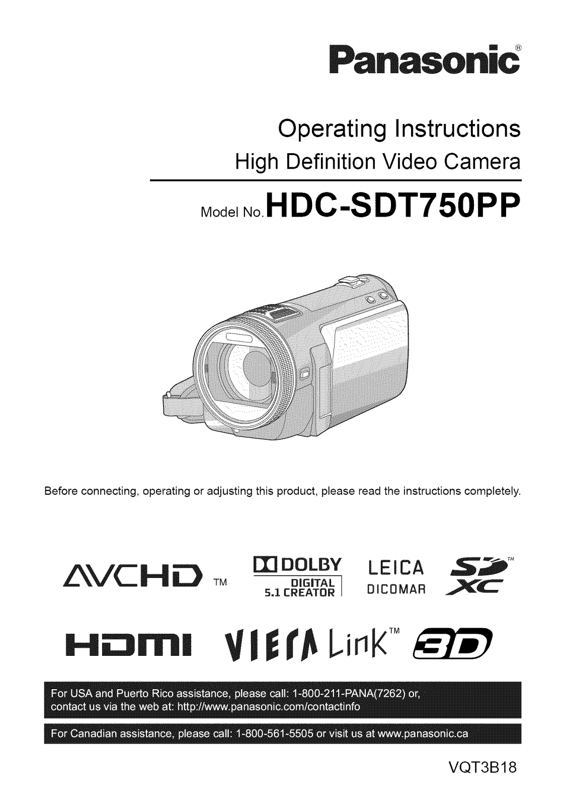 Panasonic HDC-SDT750PP Owner’s Manual