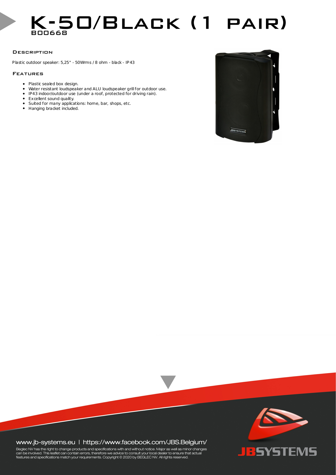 JB Systems K50 Specification