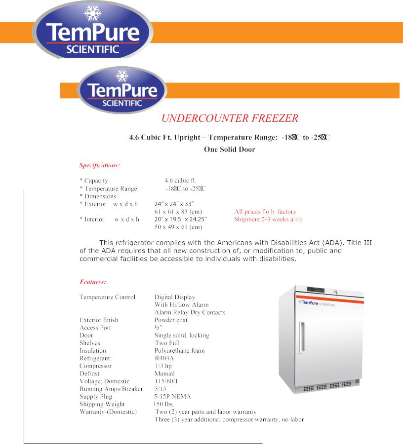 Tempure Scientific VUCF-4.5-S-TP Manual