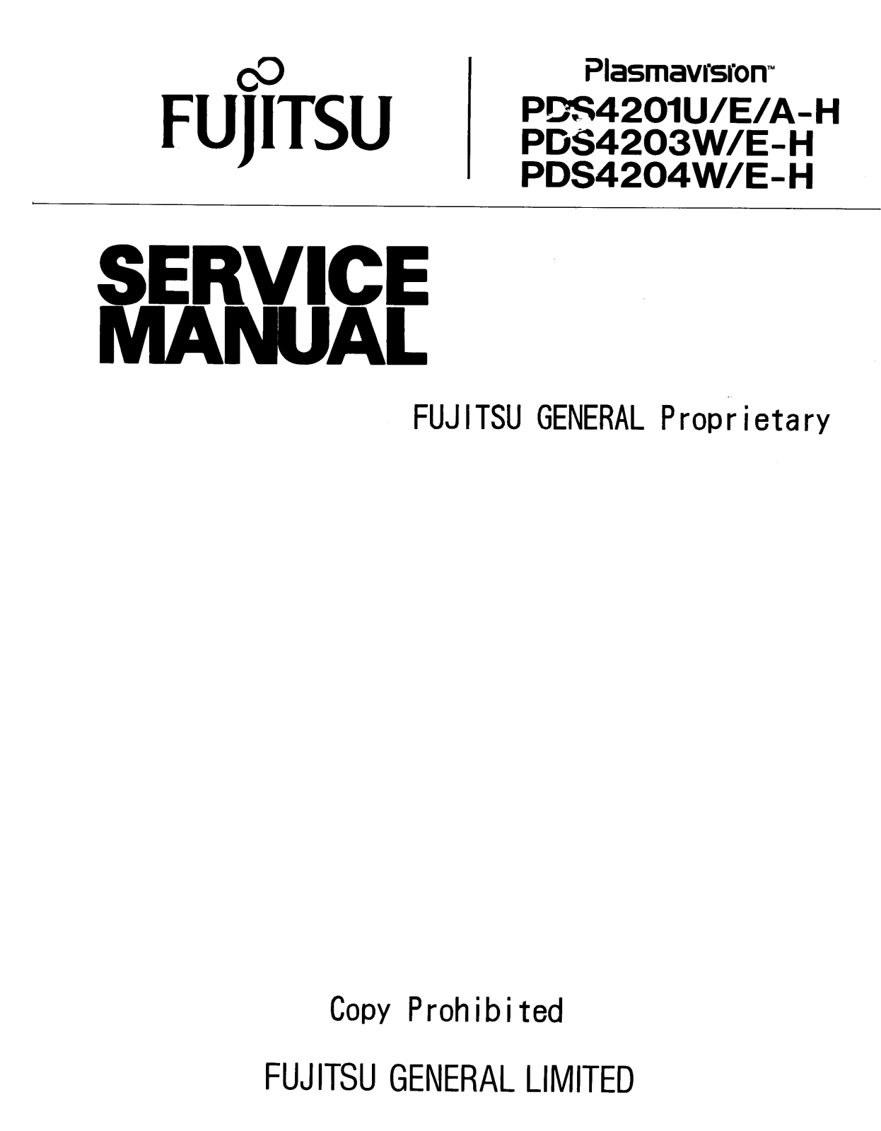 Fujitsu SM4203, PDS4203W-E-H, PDS4204W-E-H Service Manual