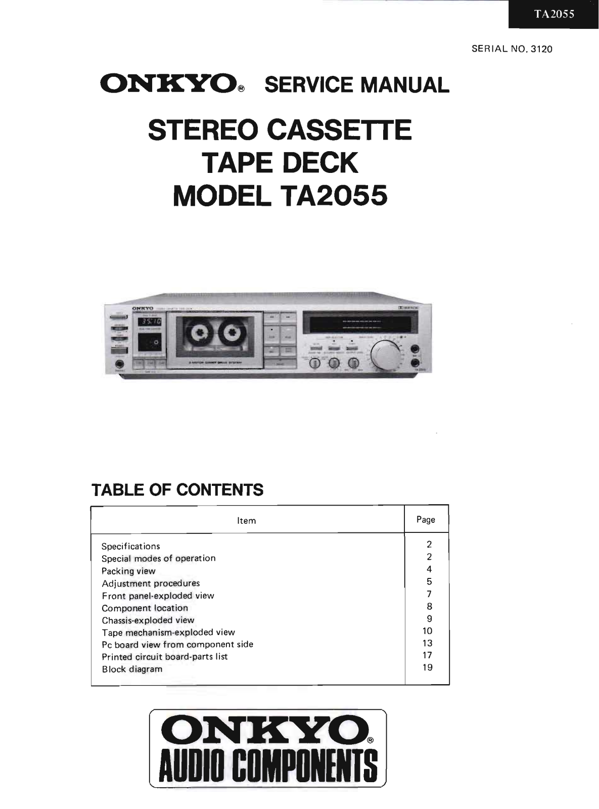 Onkyo TA-2055 Service Manual