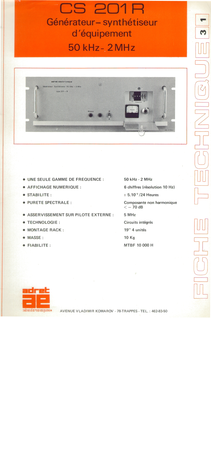 Adret Electronique CS 201 R Datasheet