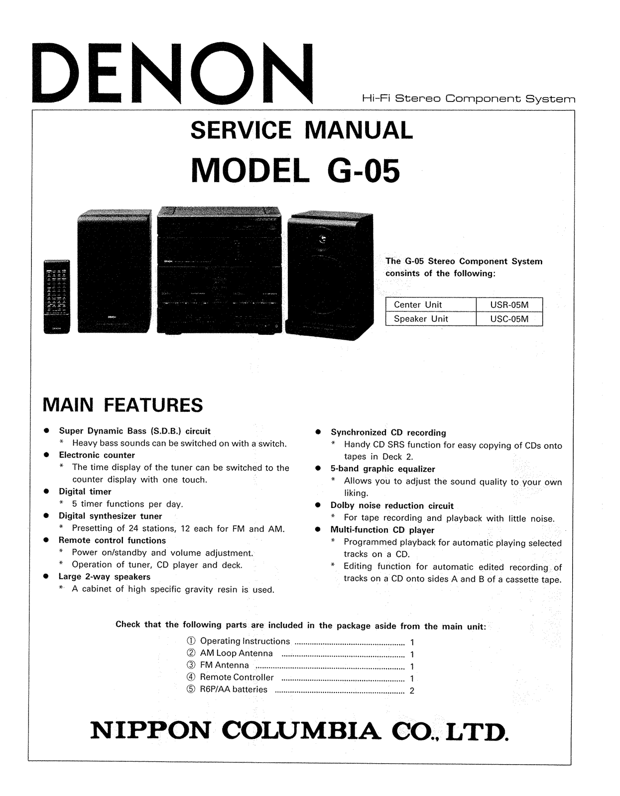 Denon G-05 Service Manual