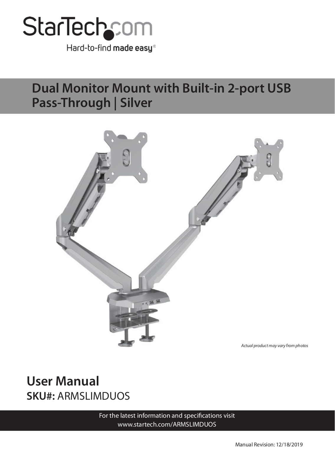 Startech ARMSLIMDUOS User Manual