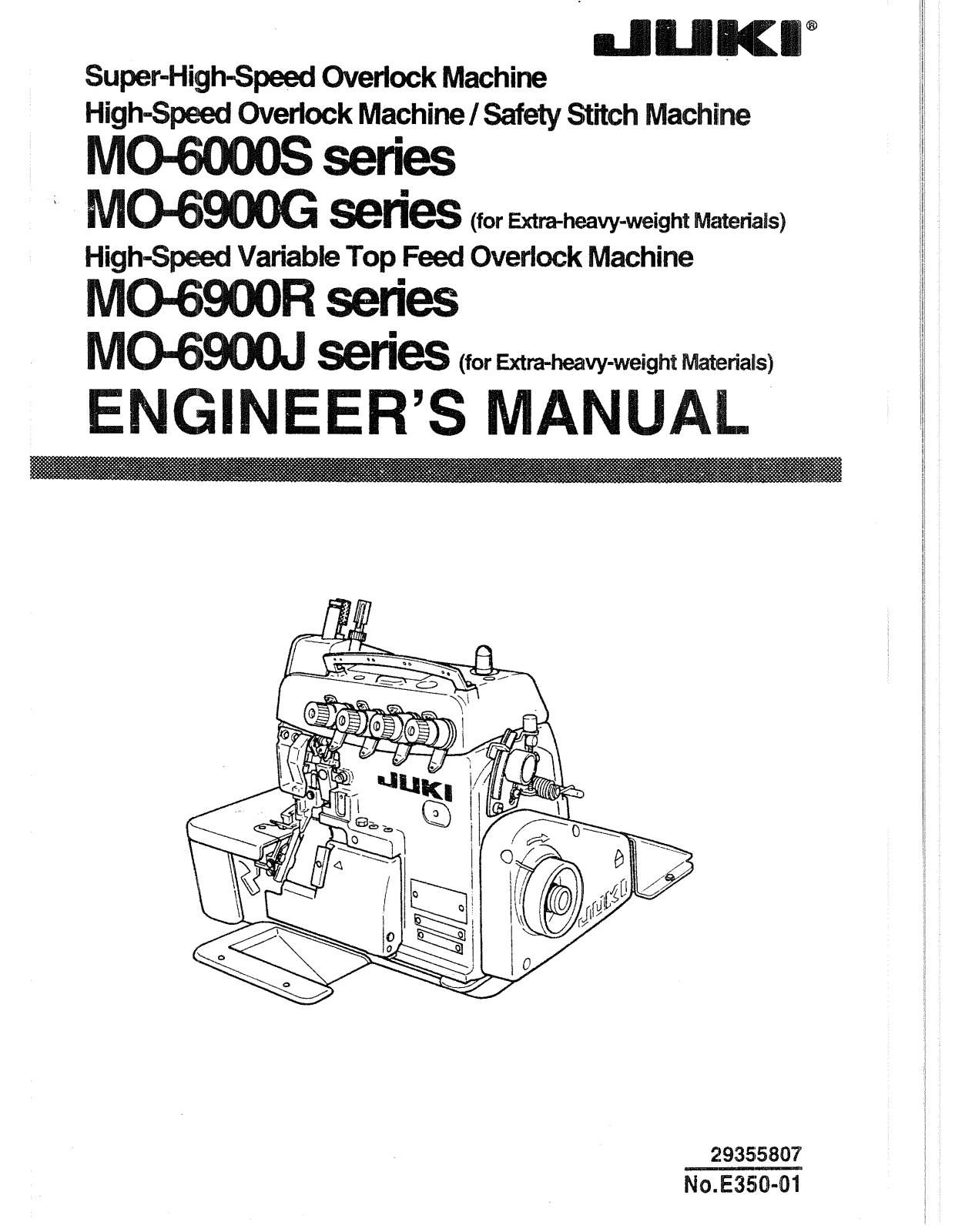 JUKI MO-6000S, MO-6900G, MO-6900R, MO-6900J Parts List