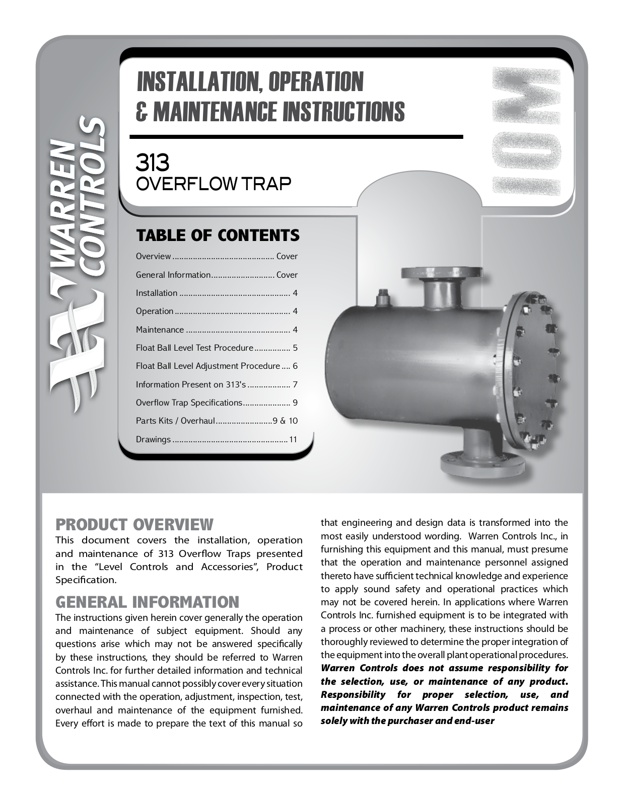 Warren Controls 313 User Manual