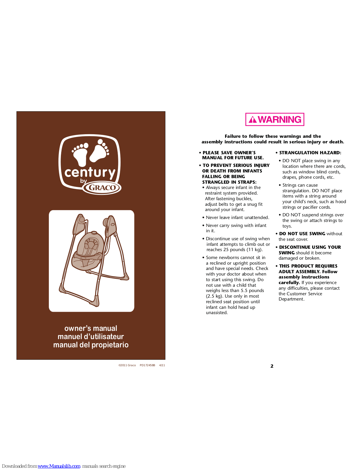 Graco Century by, Century Owner's Manual