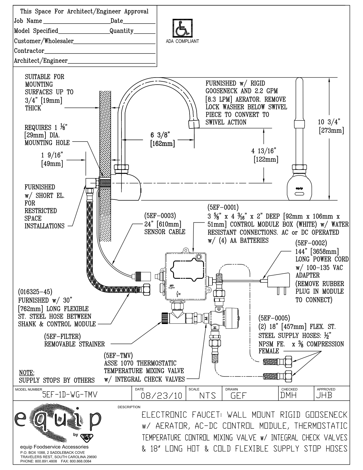 T & S Brass & Bronze Works 5EF-1D-WG-TMV General Manual