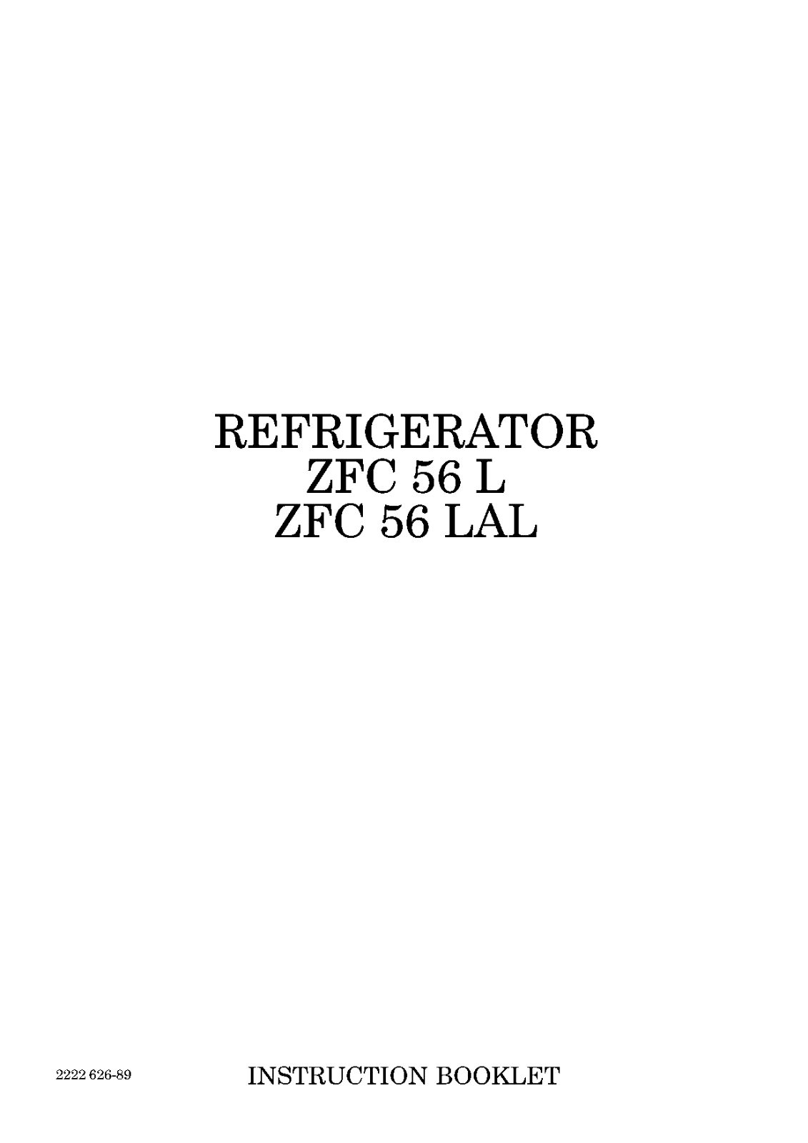 Zanussi ZF56L User Manual