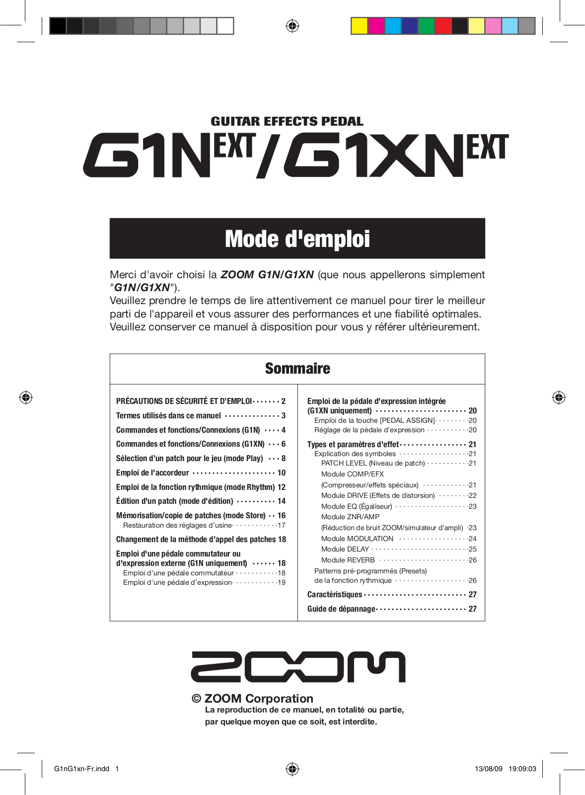 Zoom G1N ext, G1XN ext User Manual