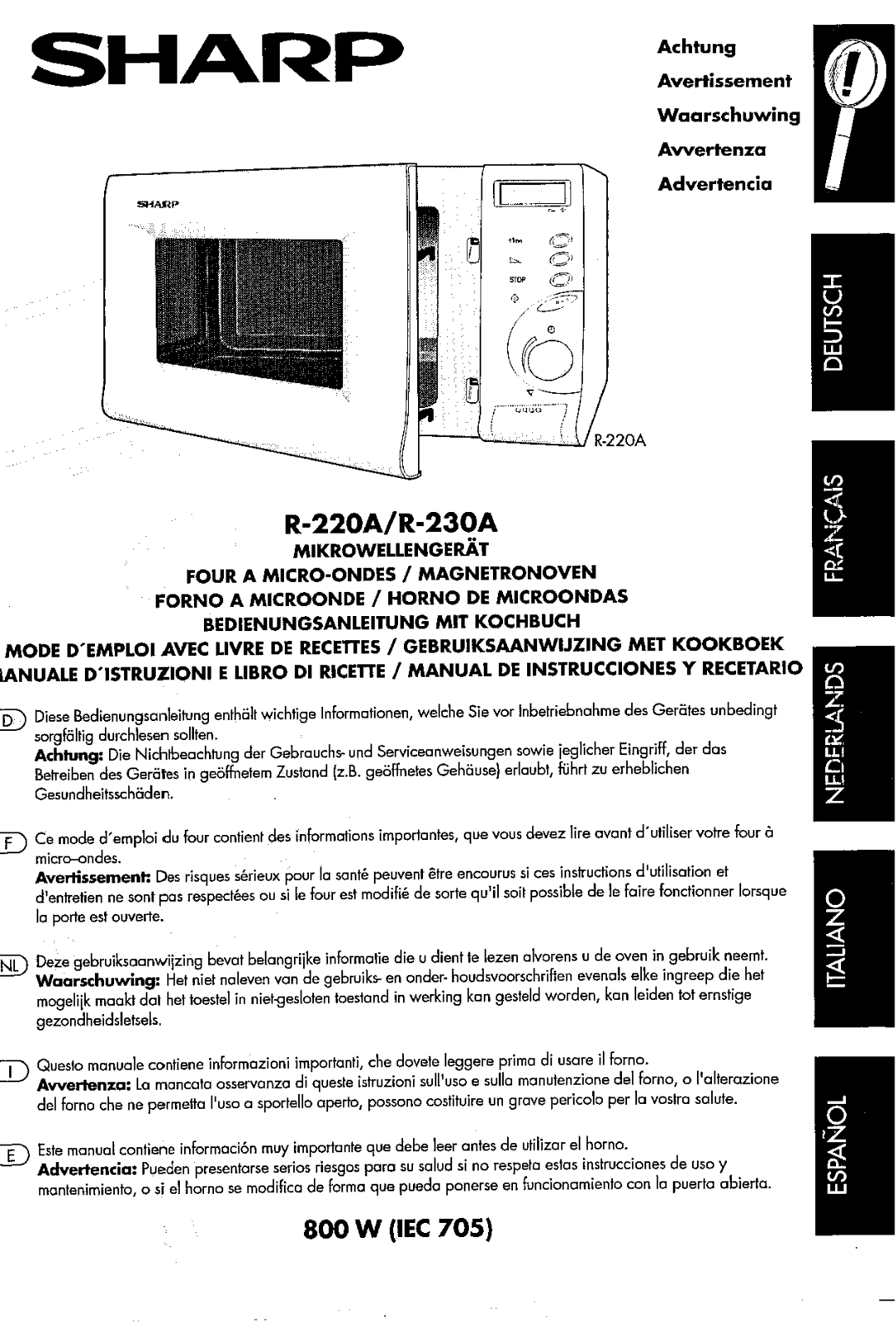 Sharp R-220A, R-230A User Manual