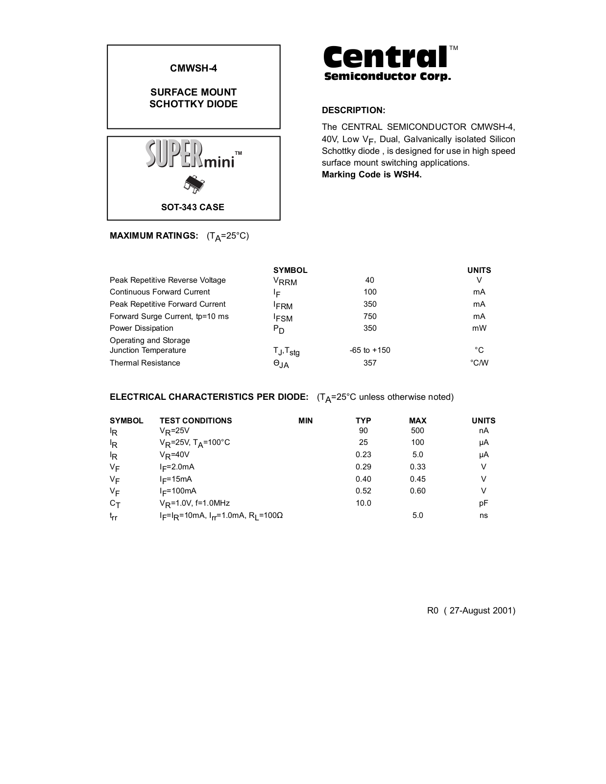 Datasheet CMWSH-4 Datasheet (CENTR) - ManualMachine.com