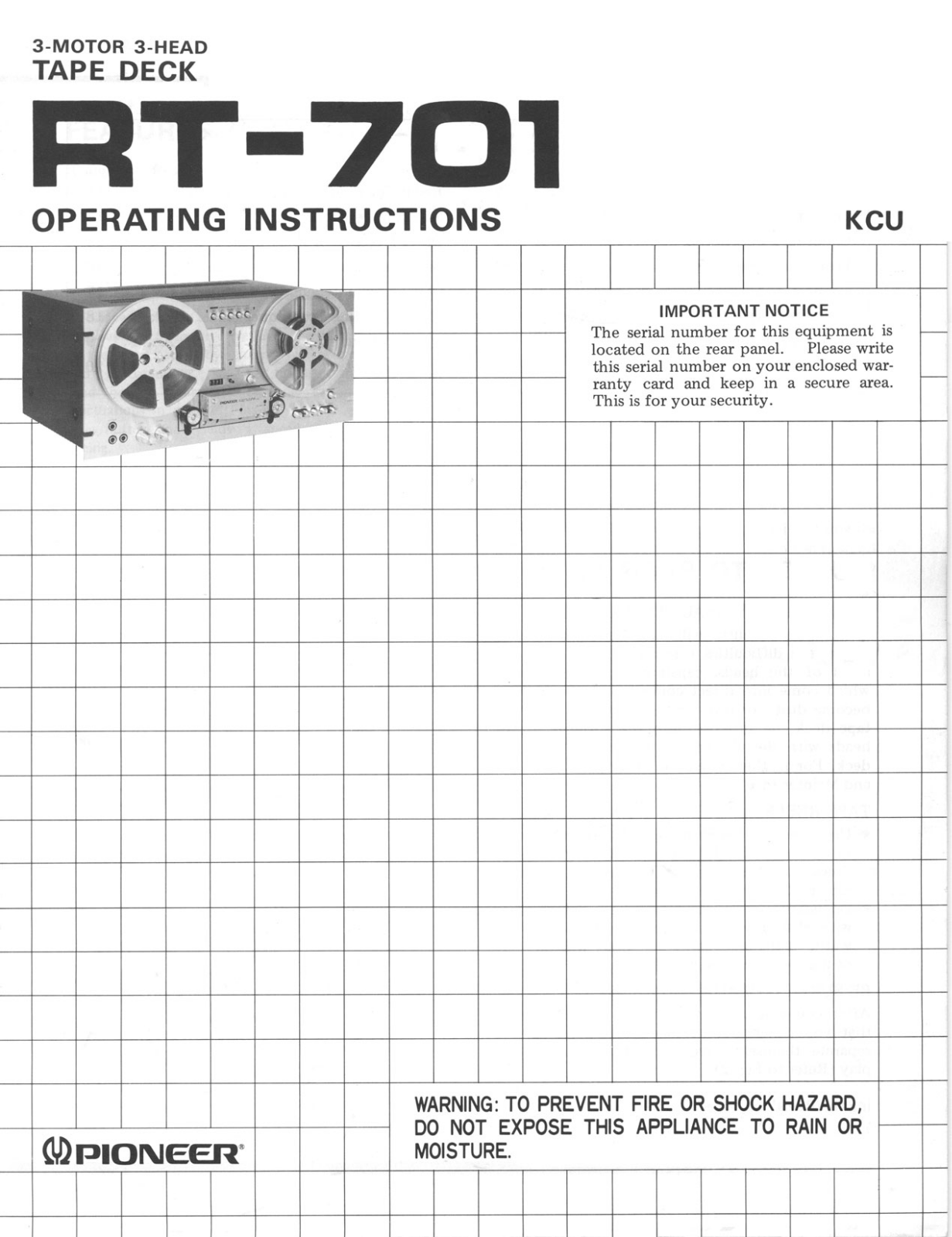 Pioneer RT-701 Owners manual