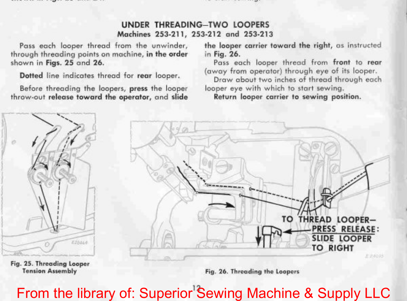 Singer 253-2 Needle Lower Threading Diagram