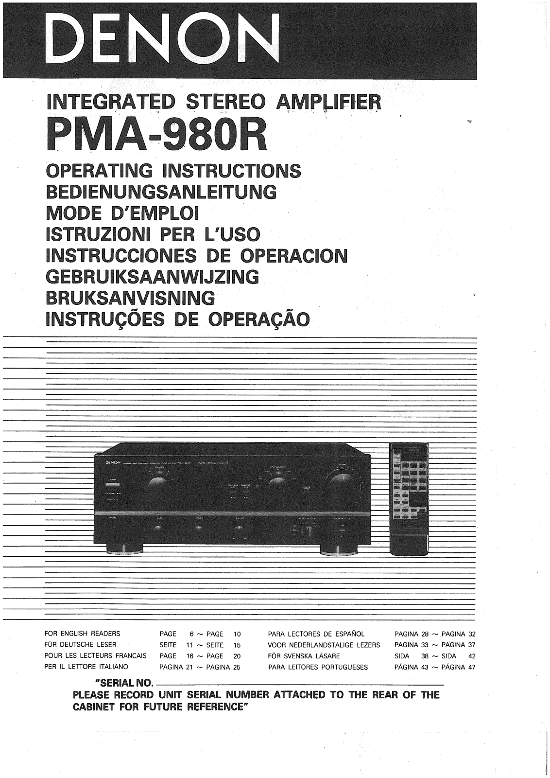 Denon PMA-980R Owner's Manual