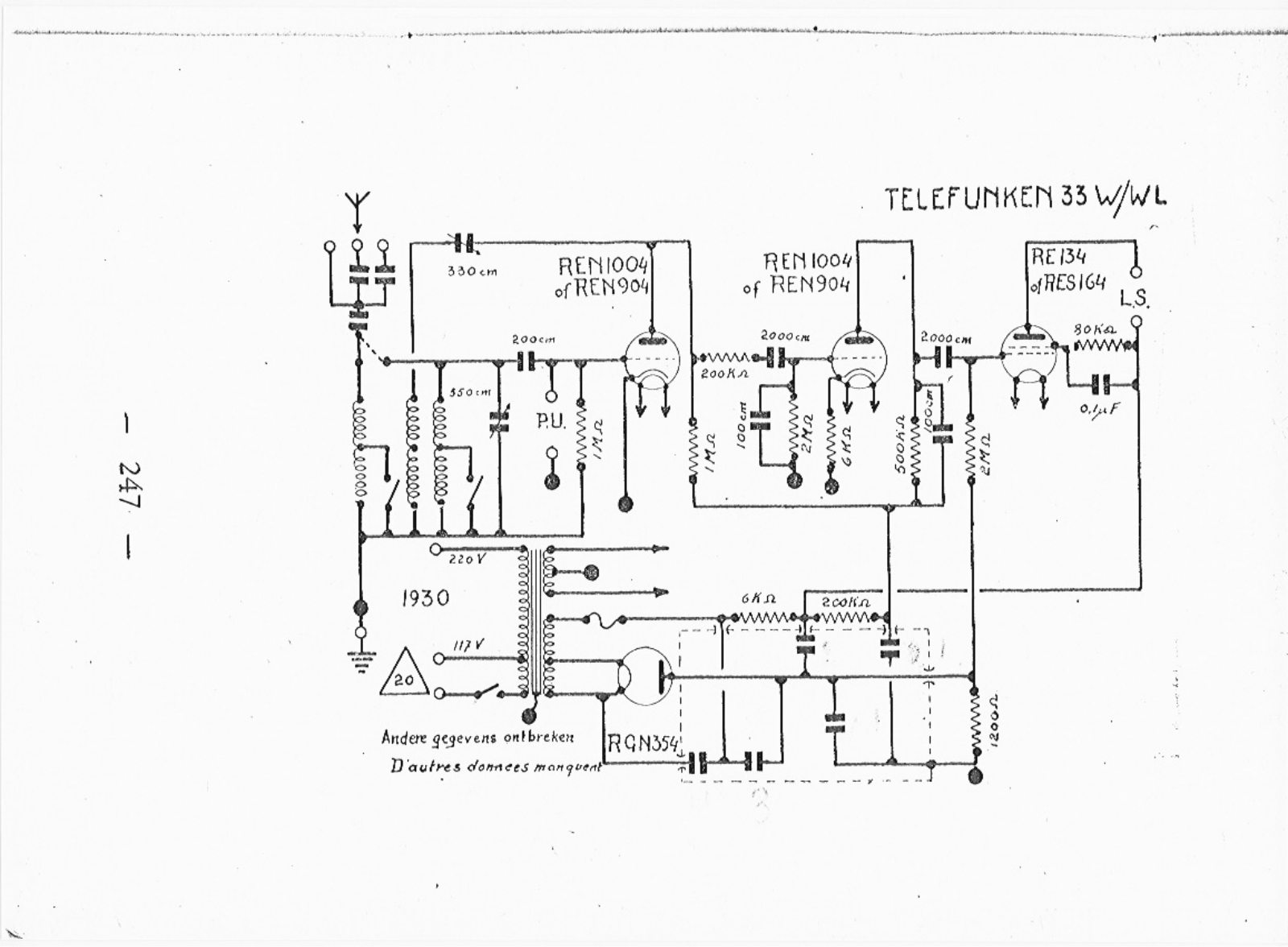 Telefunken 33-W, 33-WL Schematic