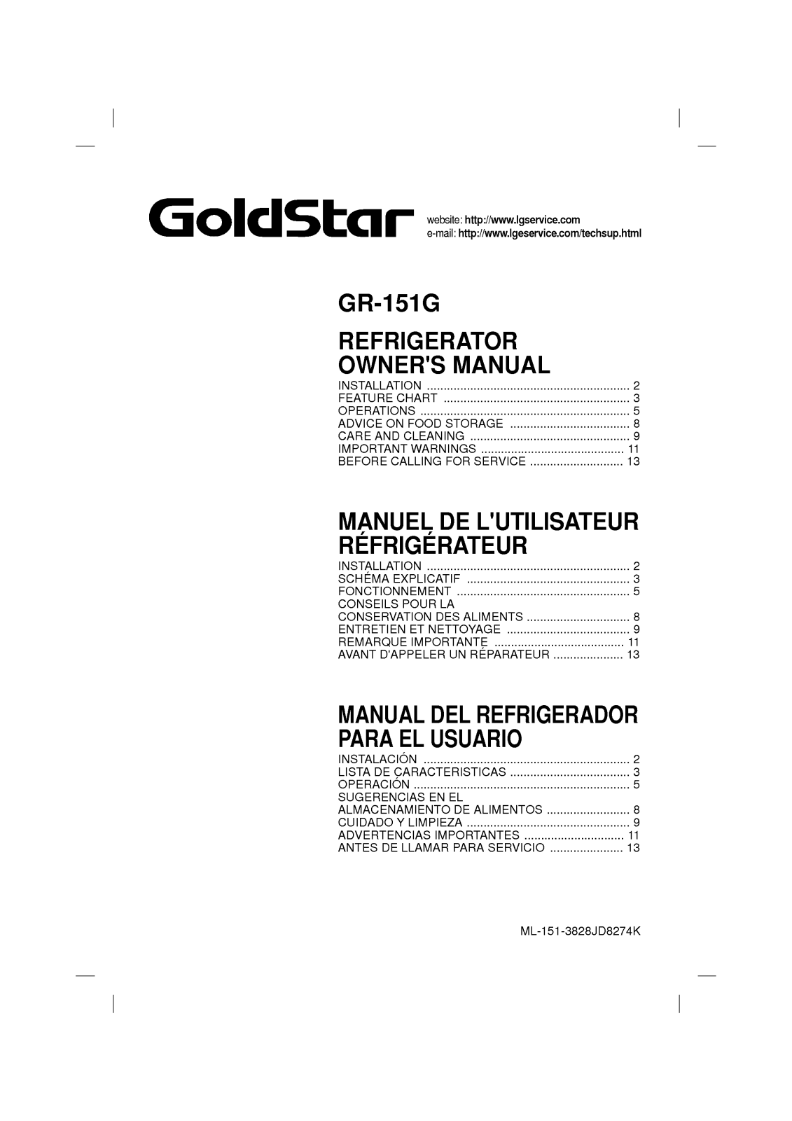 LG GR-151G User Manual