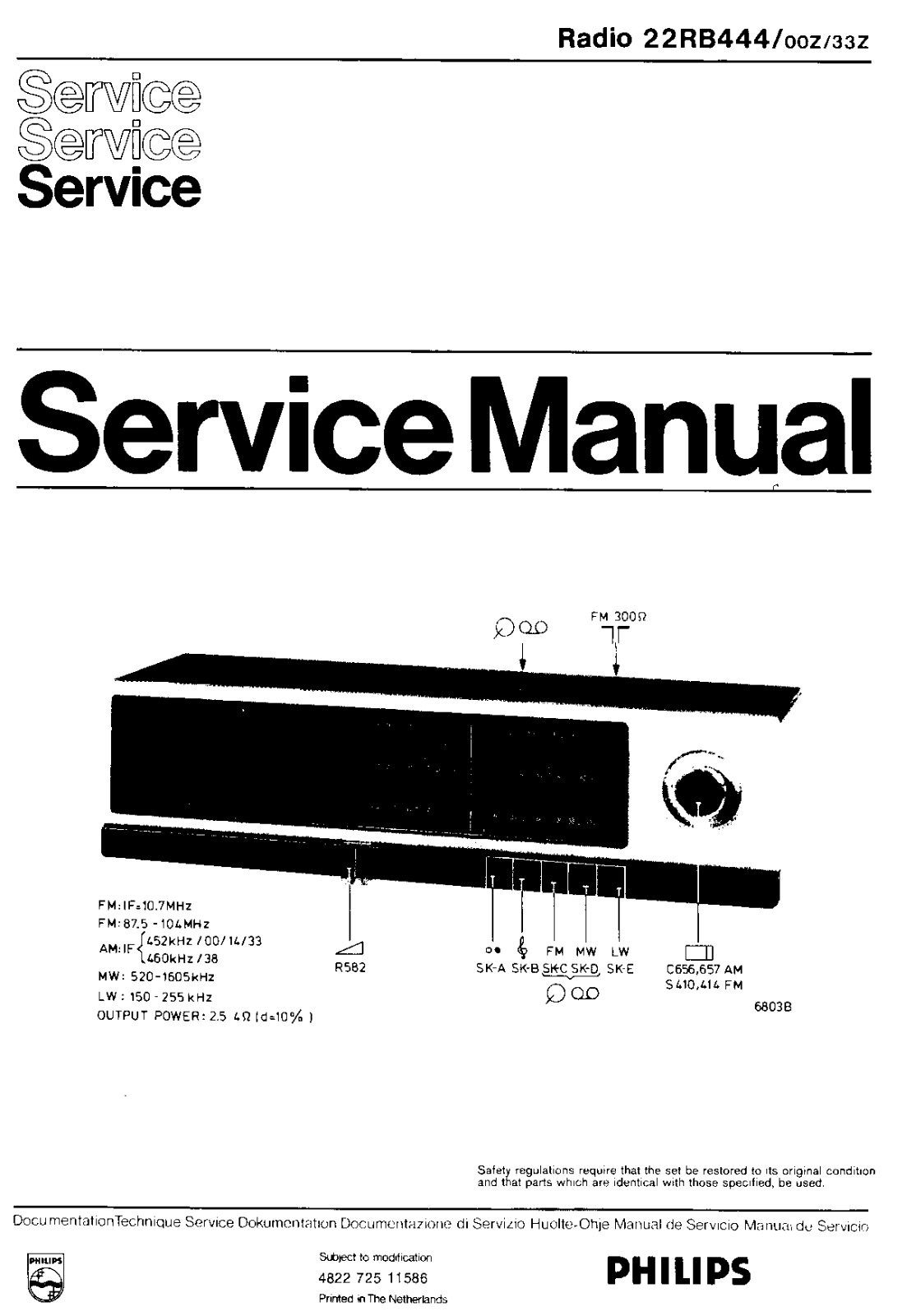 Philips 22-RB-444 Service Manual