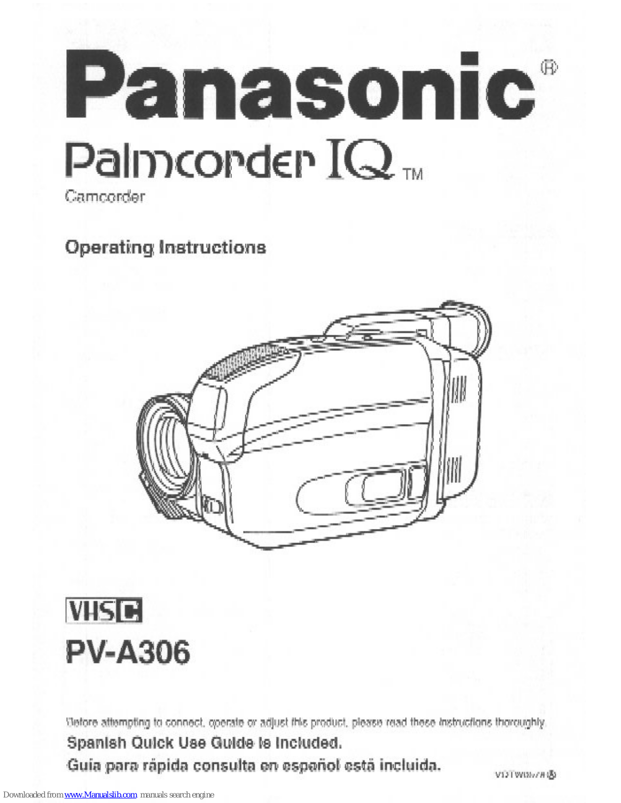 Panasonic Palmcorder PV-A306, PVA306 - VHS-C CAMCORDER, PVA306D - VHS-C CAMCORDER, Palmcorder IQ PV-A306 User Manual