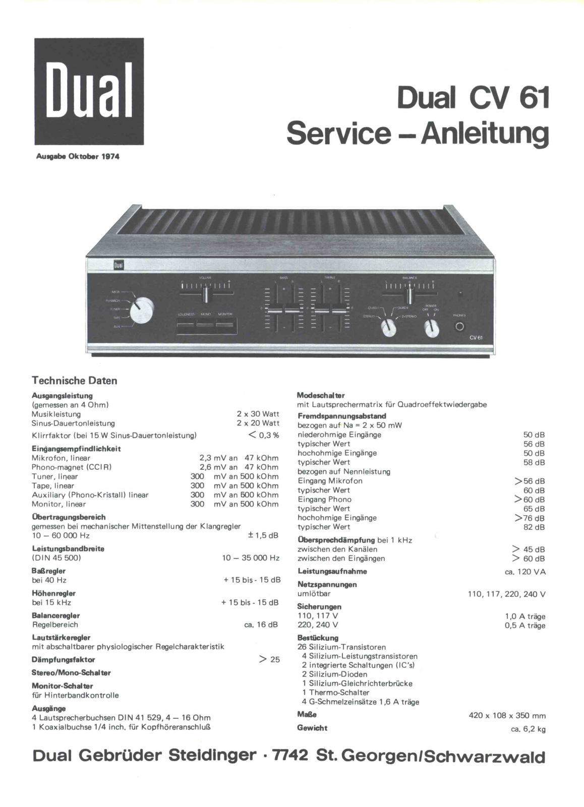 Dual CV-61 Service manual