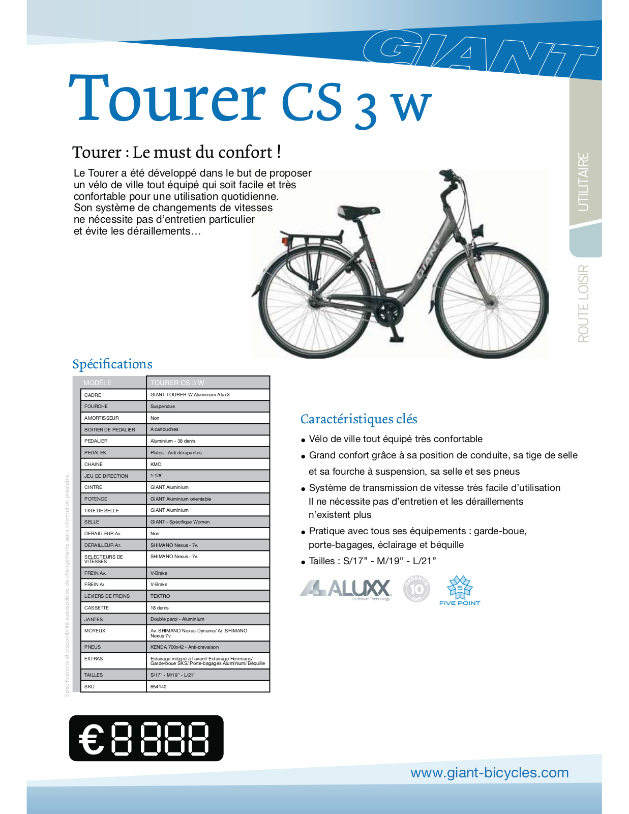 GIANT TOURER CS3 W User Manual