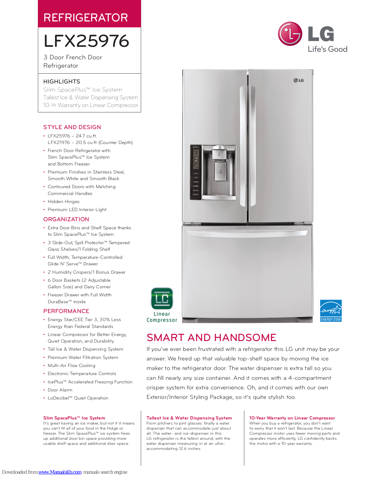 LG LFX25976, LFX25976ST, LFX25976SB, LFX25976SW, LFX21976 Specification Sheet