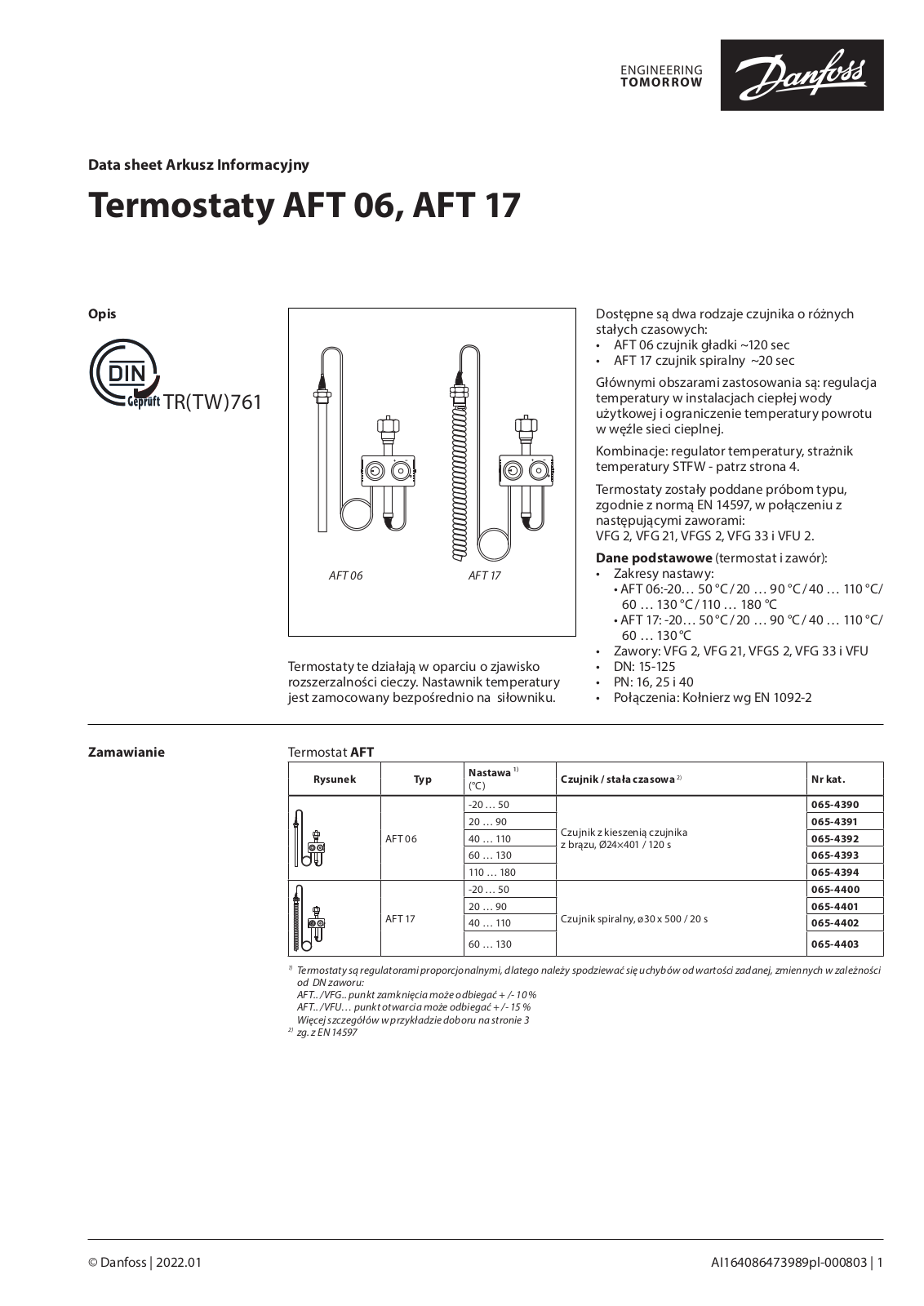 Danfoss AFT 06, AFT 17 Data sheet