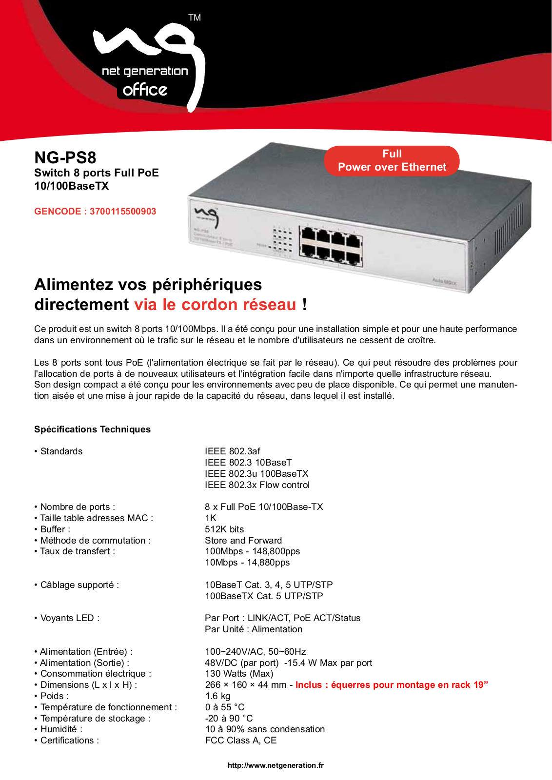 NET GENERATION NG-PS8 User Manual