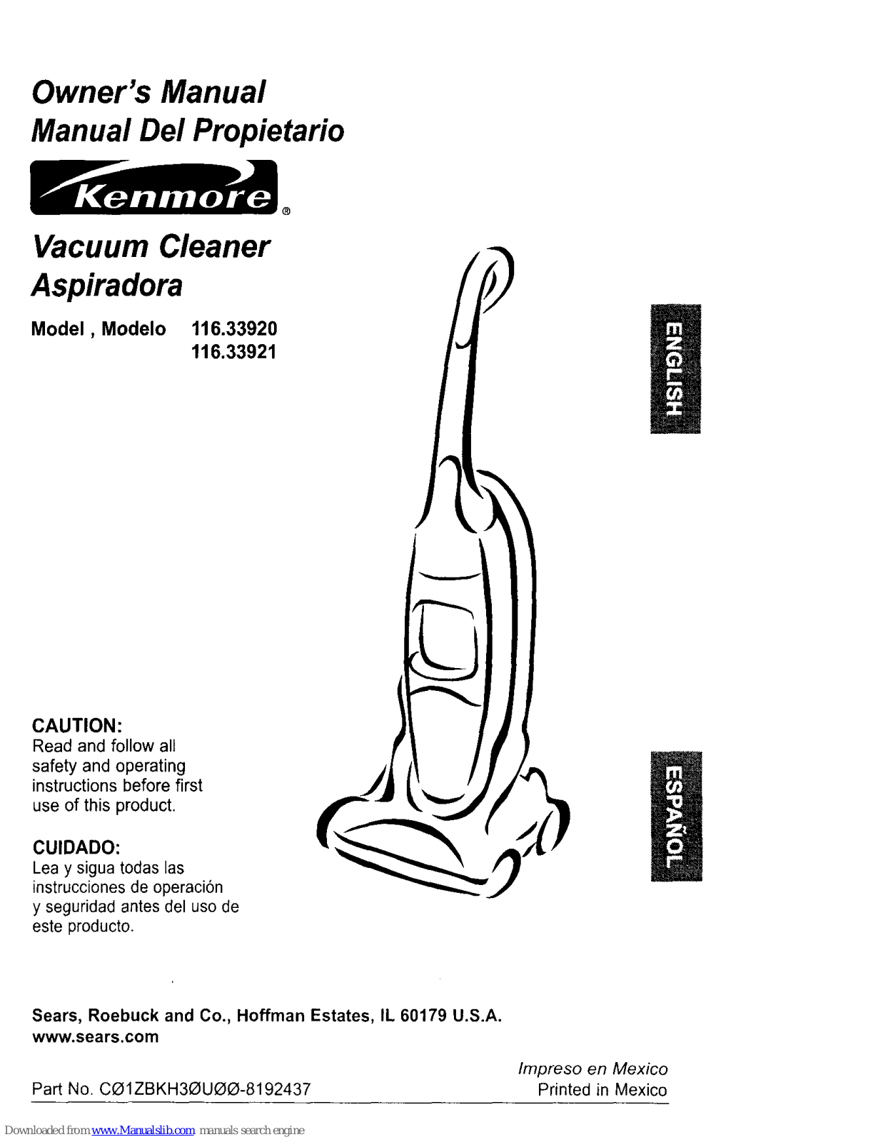Kenmore 116.33920, 116.33921 Owner's Manual - ManualMachine.com