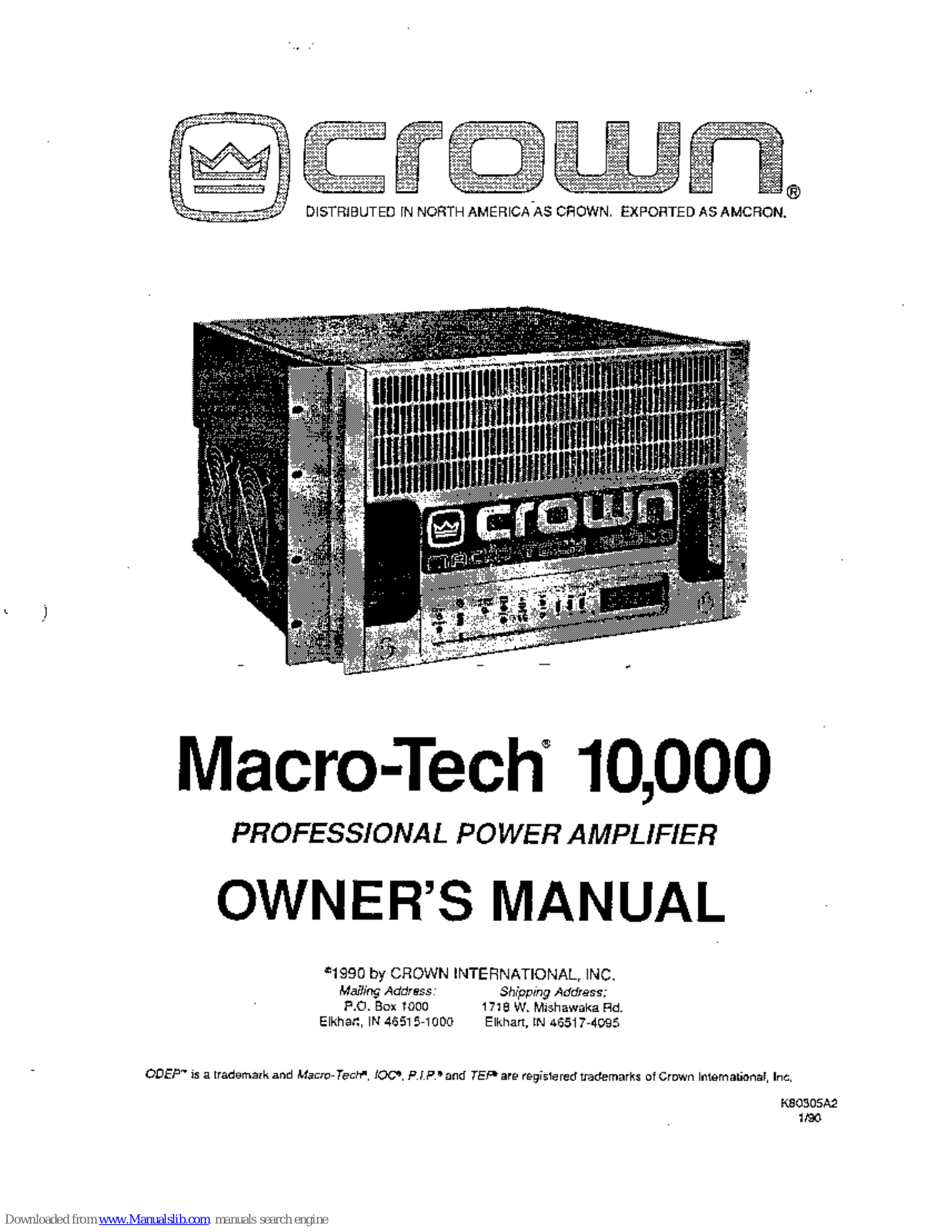 Crown Macro-Tech MA-10000, Macro-Tech 10000 User Manual