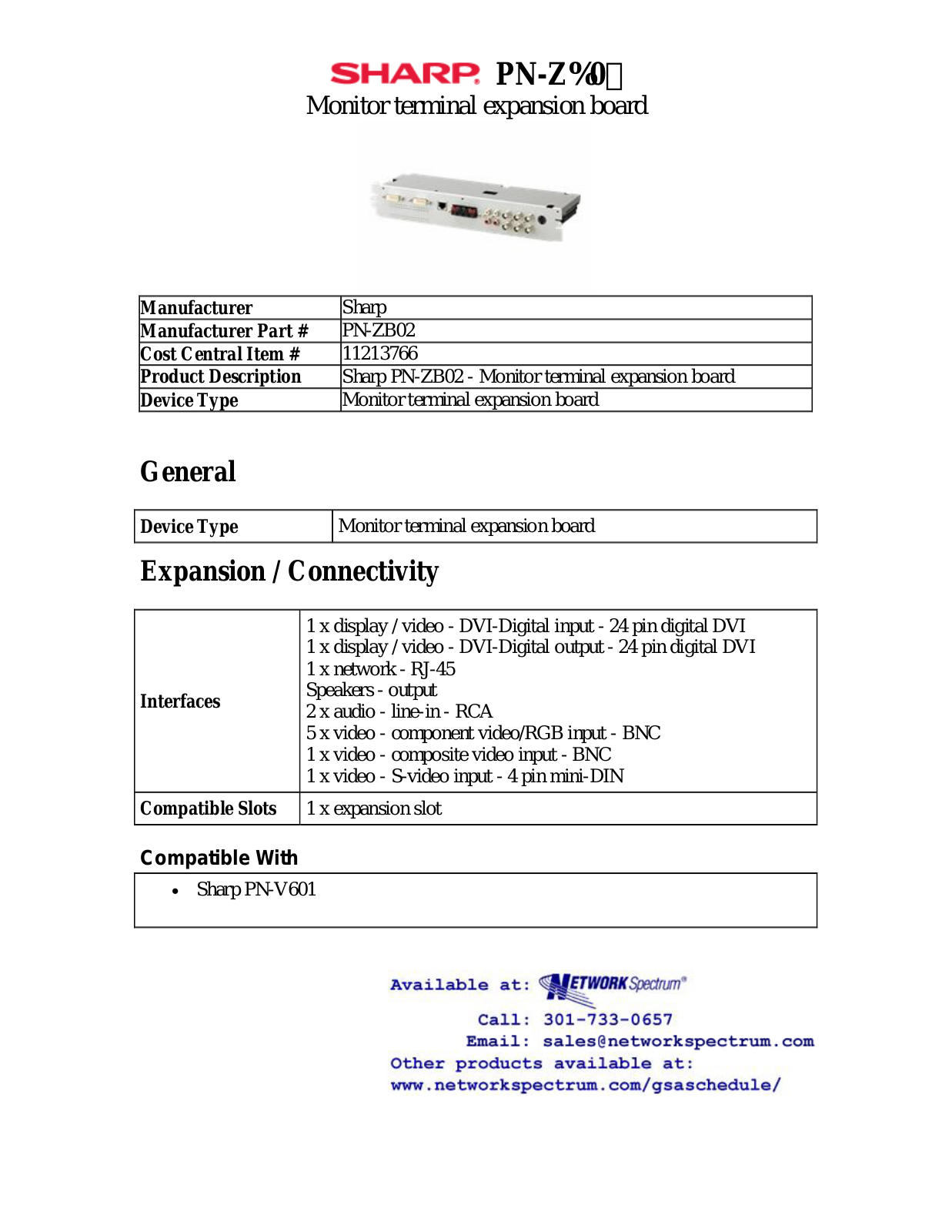 Sharp PNZB02 User Manual