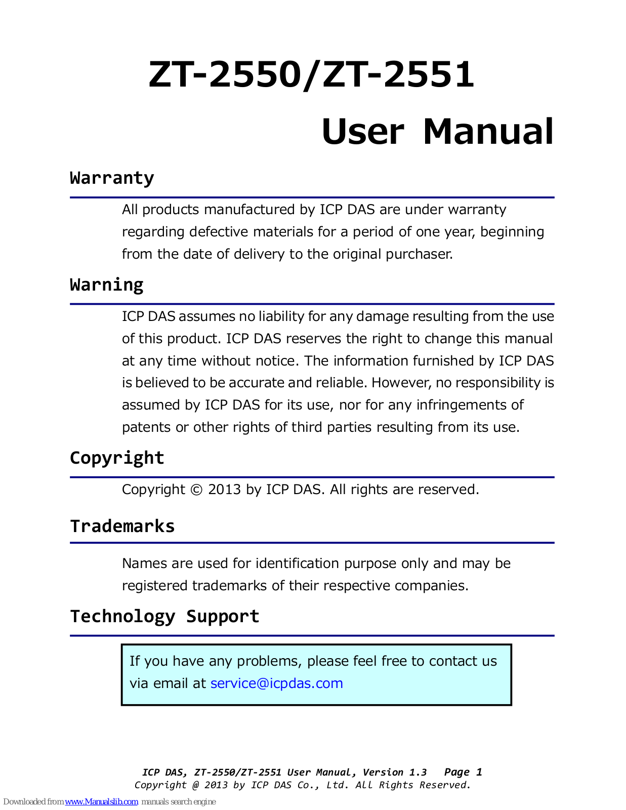 ICP ZT-2550, ZT-2551 User Manual