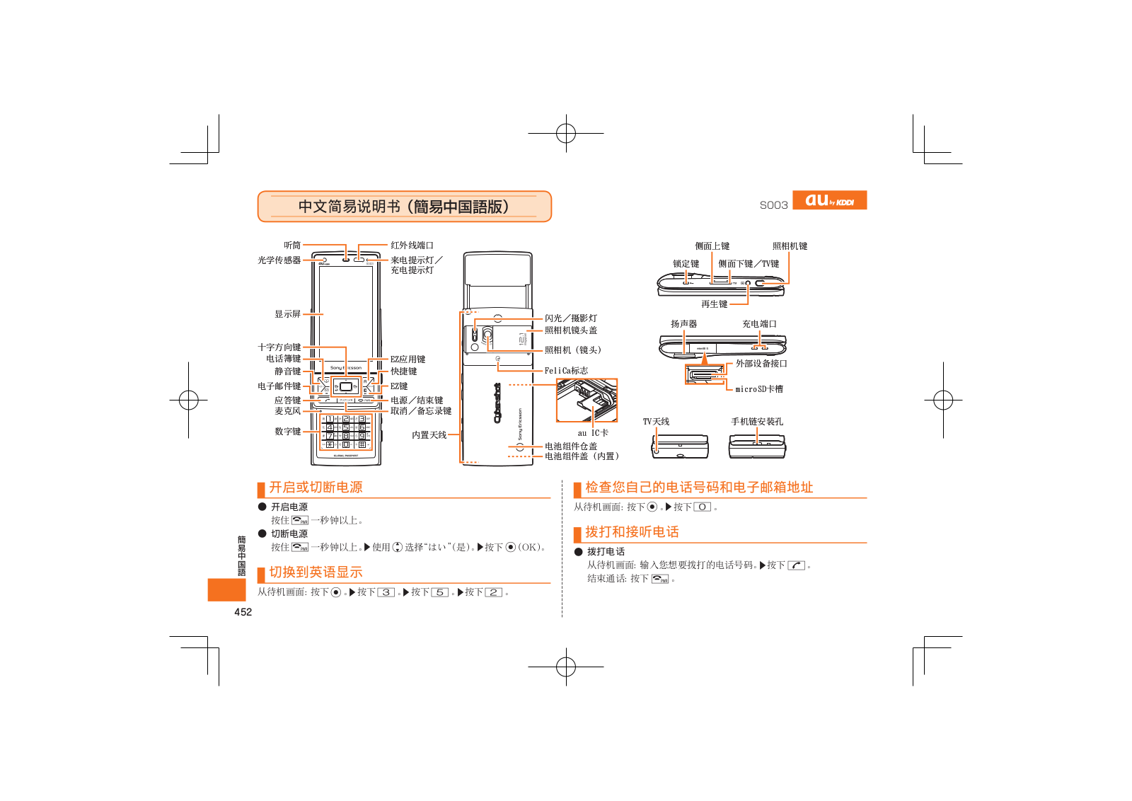 au by kddi S003 User Manual