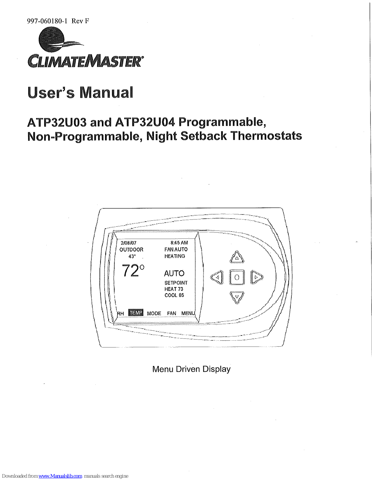 ClimateMaster ATP32U03, ATP32U04 User Manual