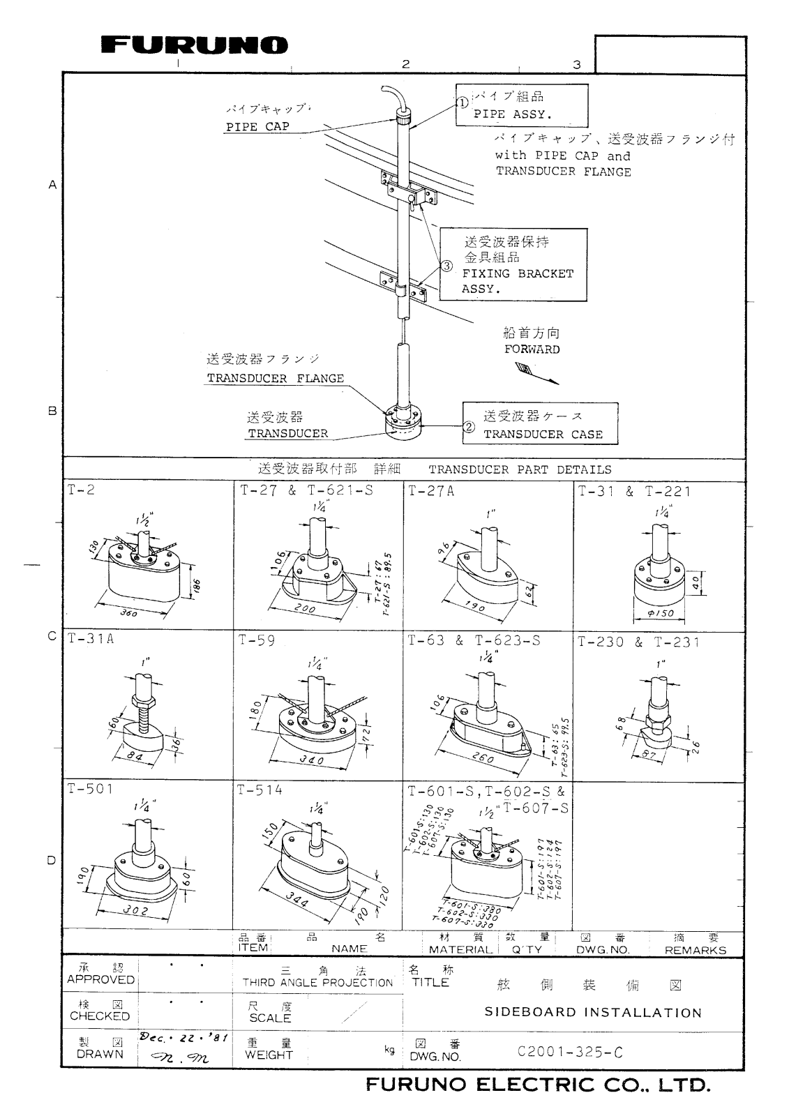 Furuno CA50B-6G Dimensional Drawings