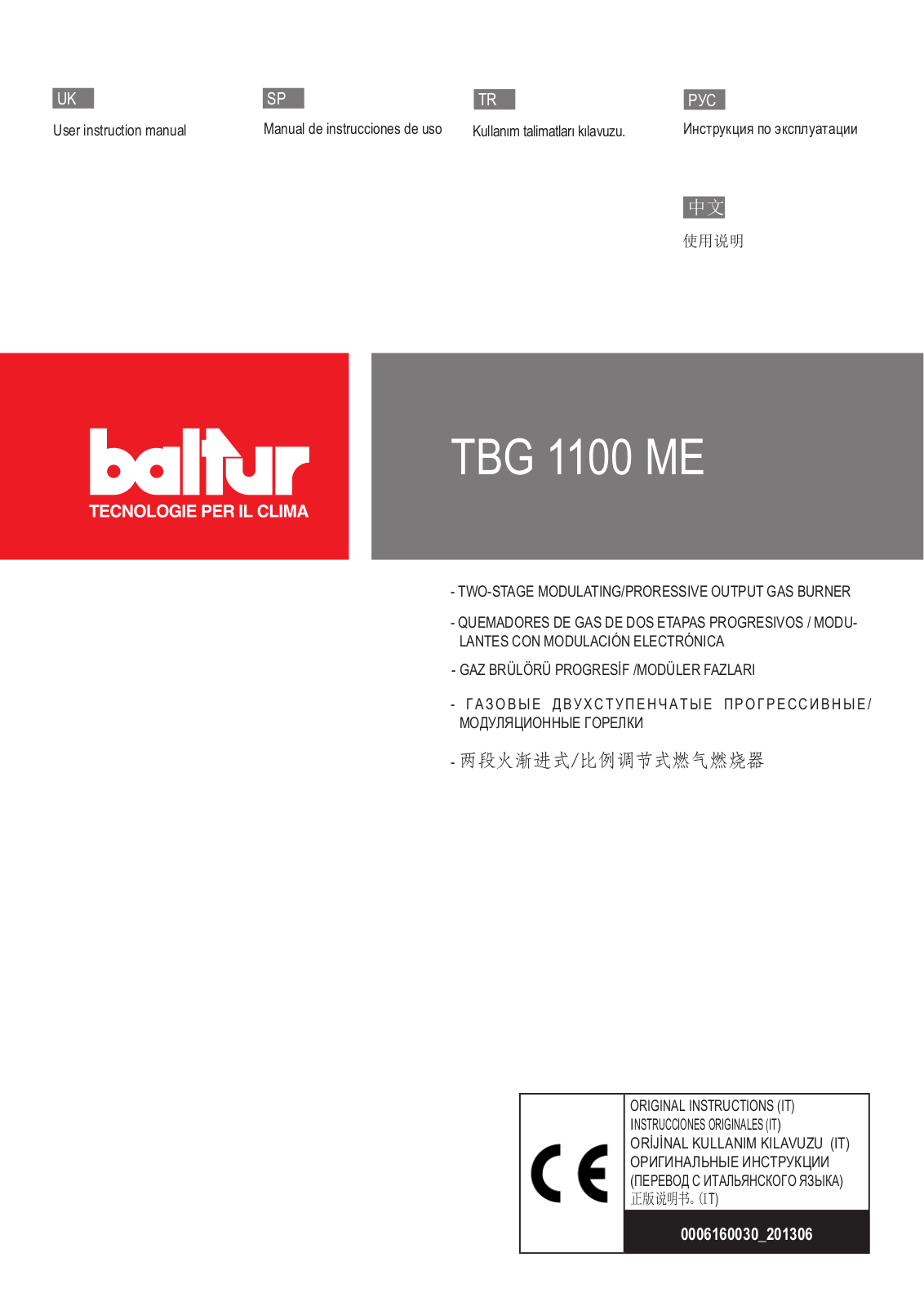 baltur TBG 1100 ME User Instruction Manual