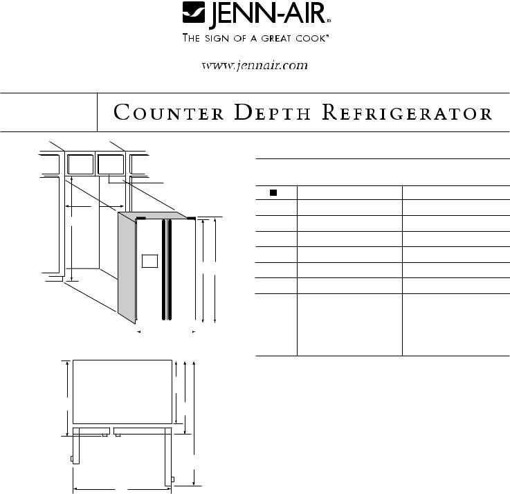 JENN-AIR JCB2282HTW, JCB2282HTB Dimension Guide