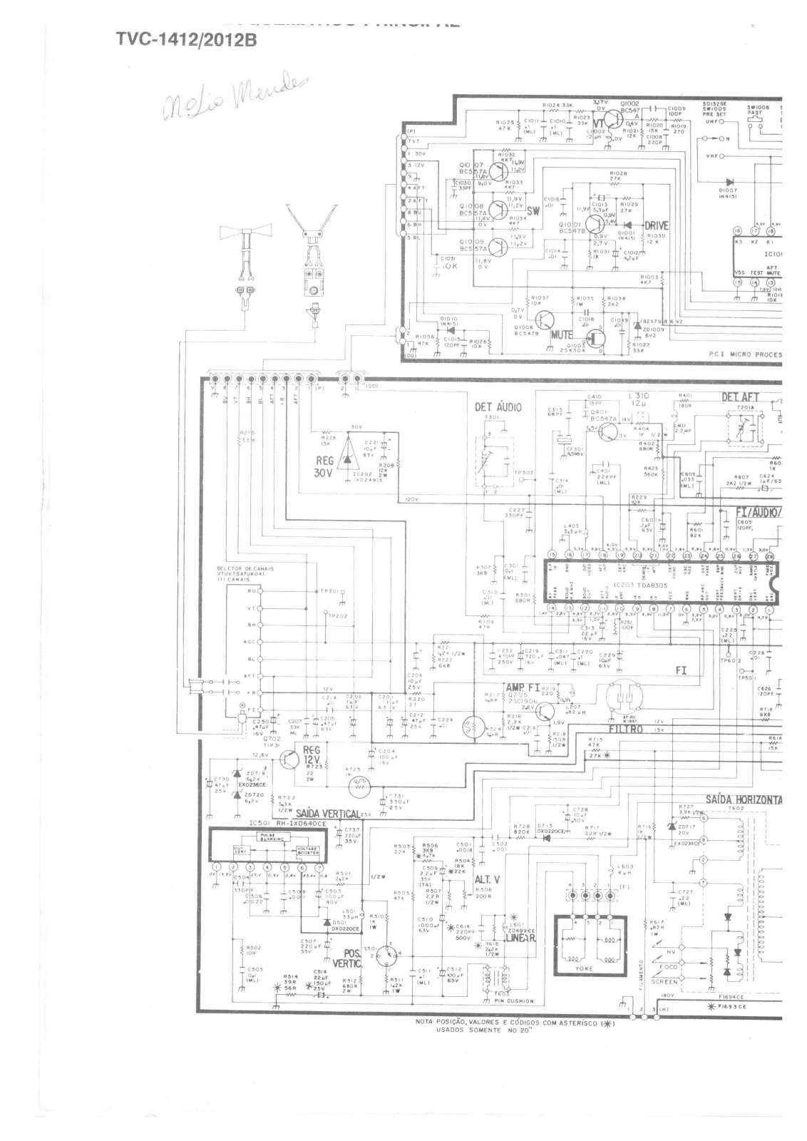 Sharp C1412, TVC1412B, C2012B, TVC2012B Schematic